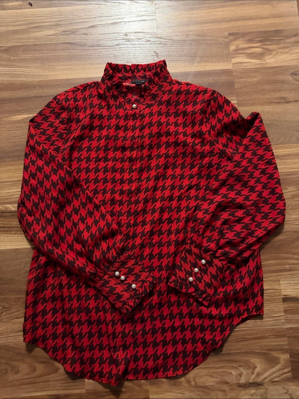 Ann Taylor Blouse with Pearl Cuffs